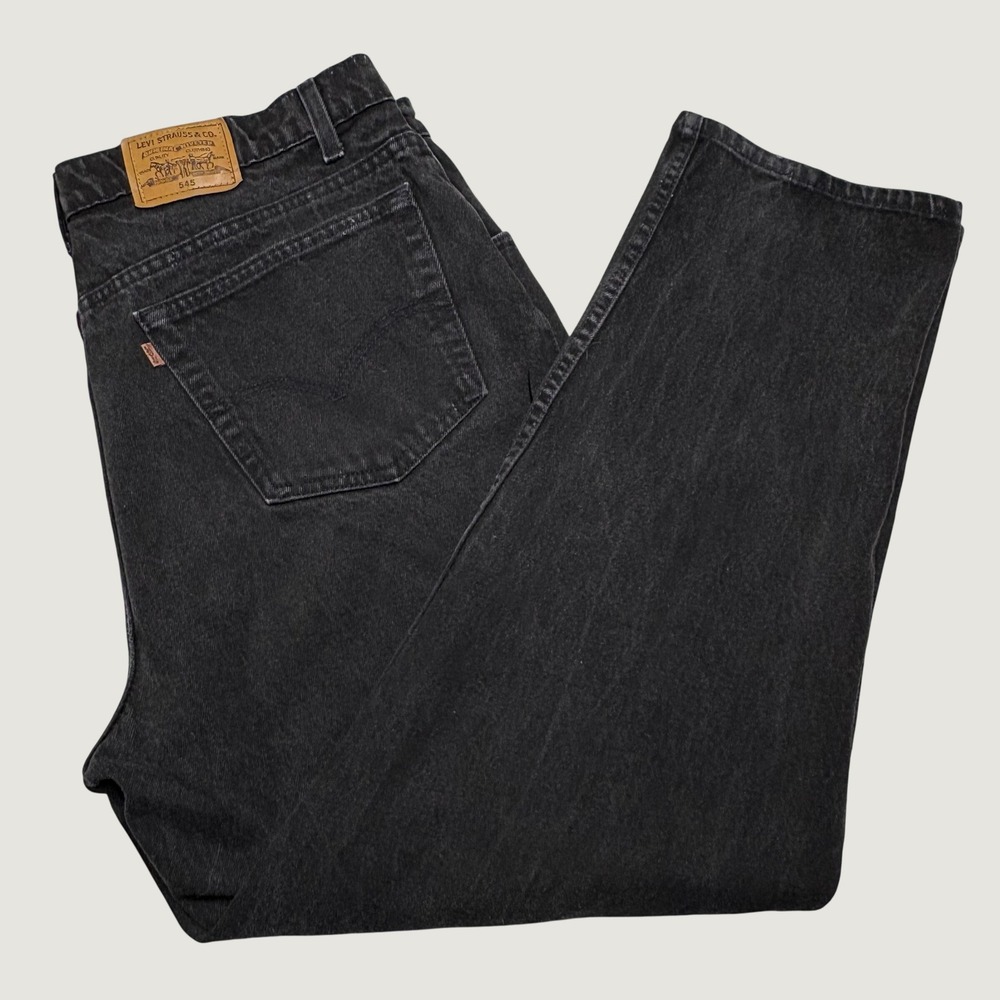 Levi 545 Loose Fit Jeans Mens 42x30 Black USA Made Orange Tab Vintage Signature